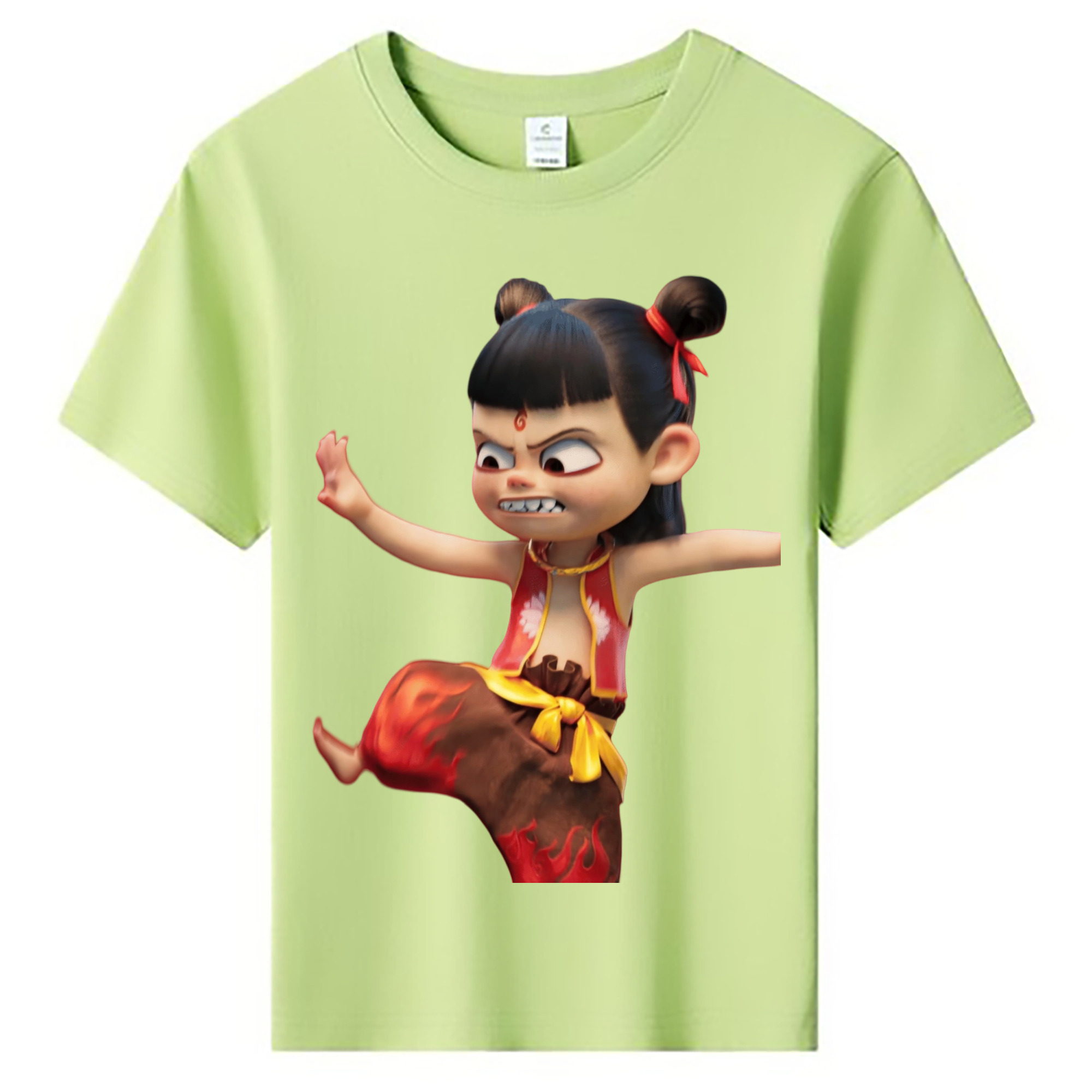 （画像用） Ne Zha 2 ナタ 魔童の大暴れ 綿100％キッズTシャツ（フロントプリント）